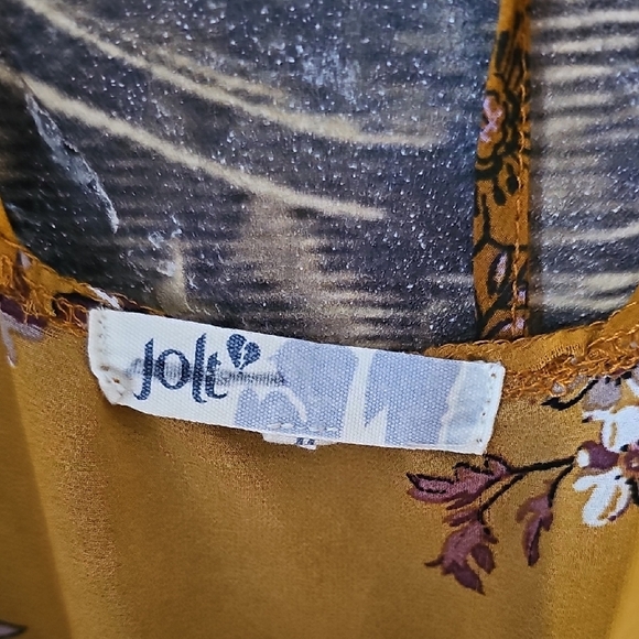 Jolt Gold Long Sleeve Tie Front Blouse - Picture 2 of 4